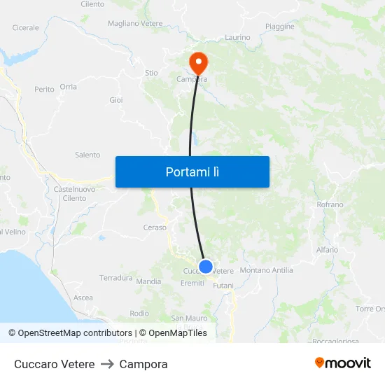 Cuccaro Vetere to Campora map