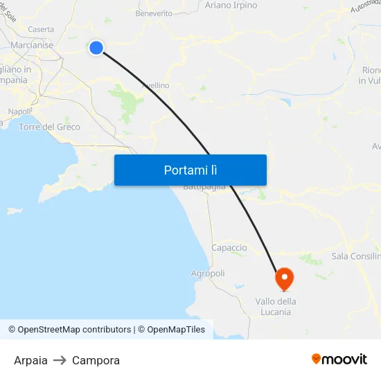 Arpaia to Campora map