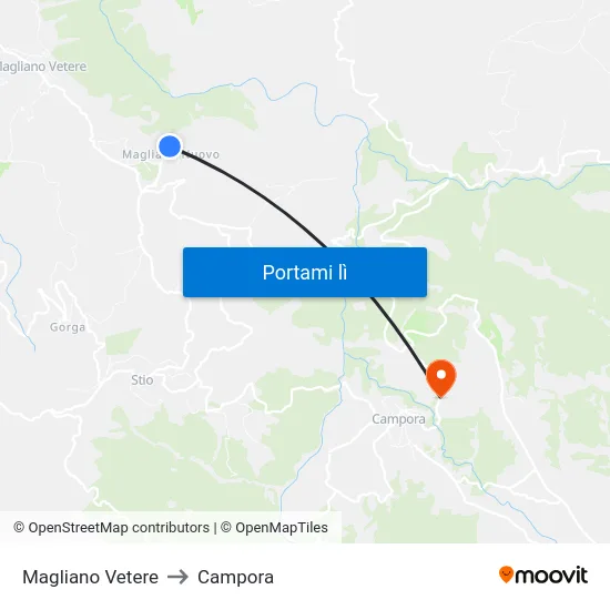 Magliano Vetere to Campora map