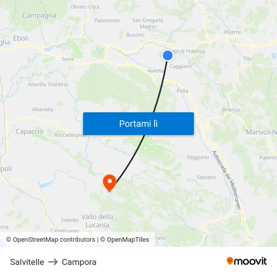 Salvitelle to Campora map