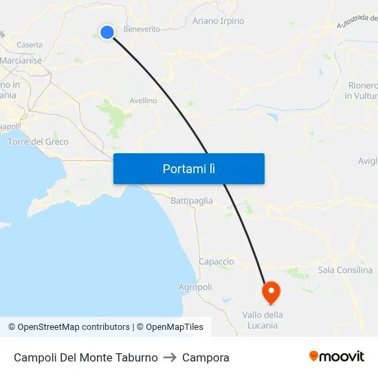 Campoli Del Monte Taburno to Campora map