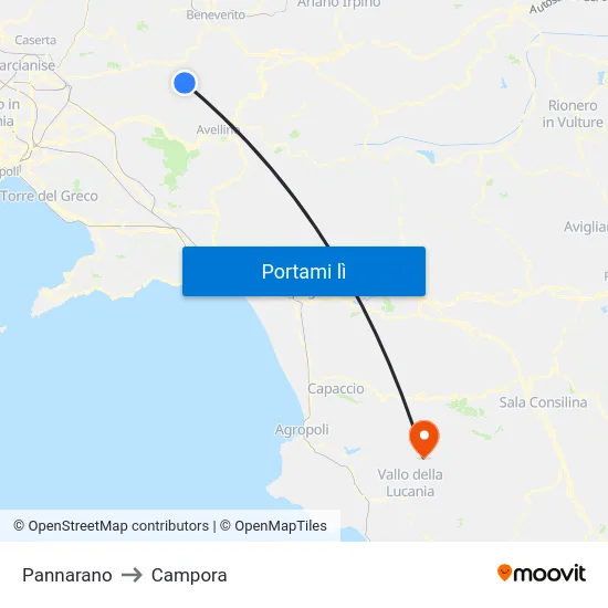 Pannarano to Campora map