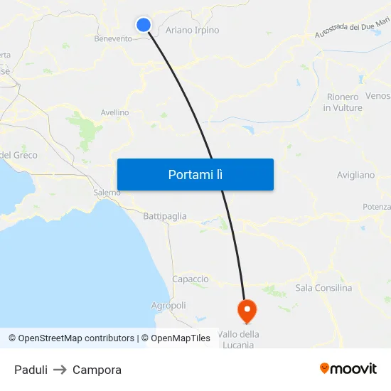 Paduli to Campora map