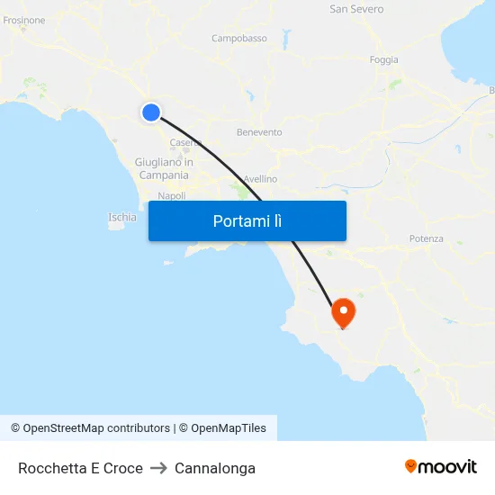 Rocchetta E Croce to Cannalonga map