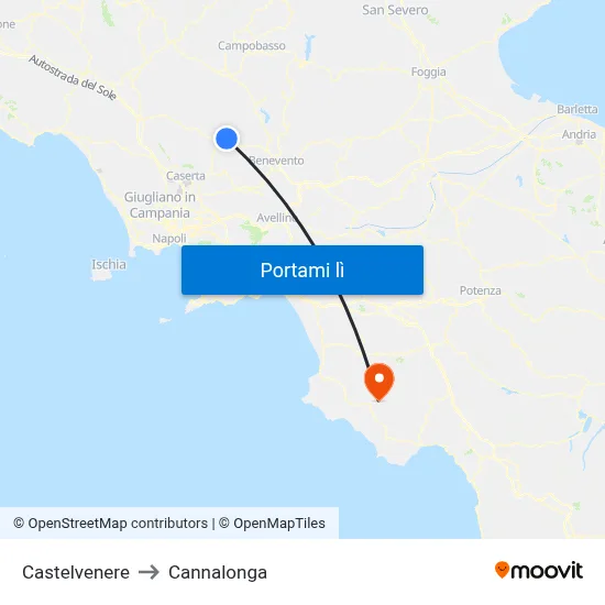 Castelvenere to Cannalonga map