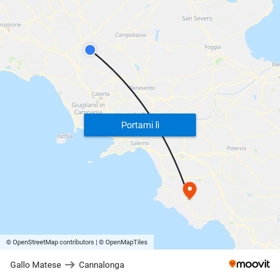 Gallo Matese to Cannalonga map