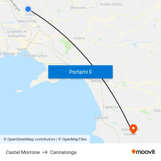 Castel Morrone to Cannalonga map