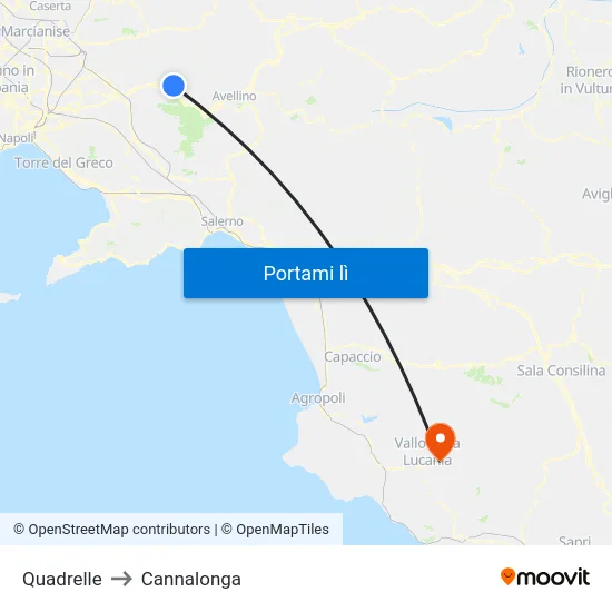 Quadrelle to Cannalonga map