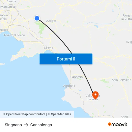 Sirignano to Cannalonga map