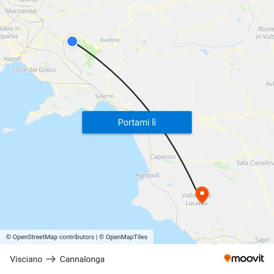 Visciano to Cannalonga map