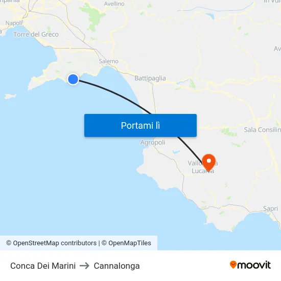 Conca Dei Marini to Cannalonga map