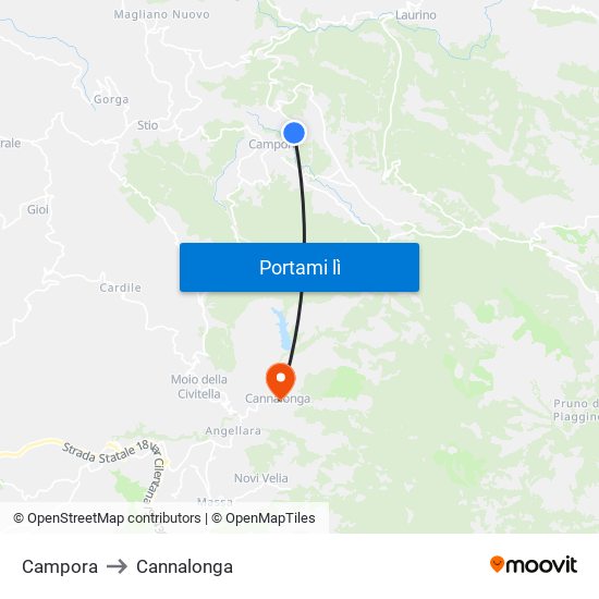 Campora to Cannalonga map