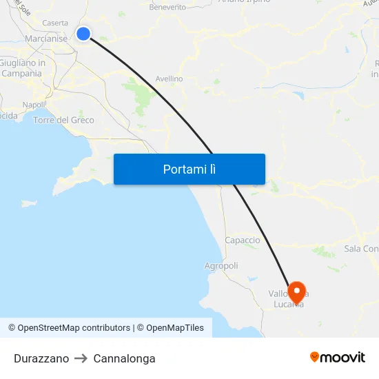 Durazzano to Cannalonga map