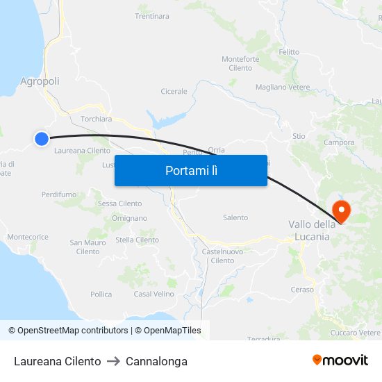Laureana Cilento to Cannalonga map