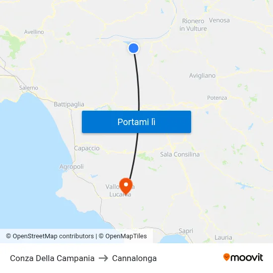 Conza Della Campania to Cannalonga map