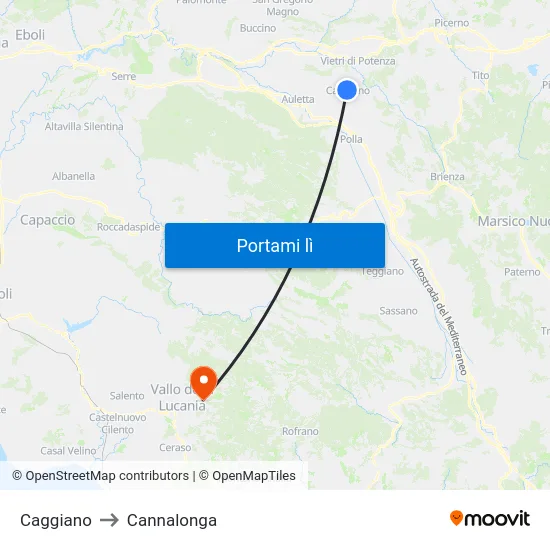 Caggiano to Cannalonga map
