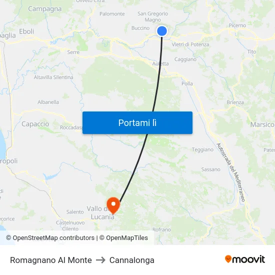 Romagnano Al Monte to Cannalonga map