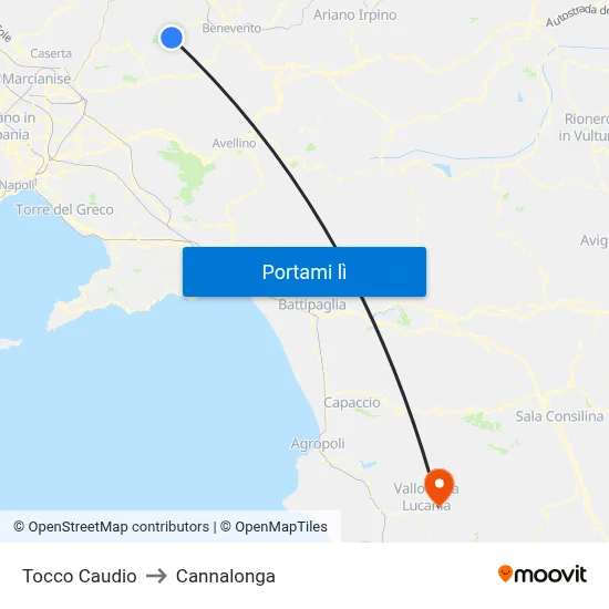 Tocco Caudio to Cannalonga map