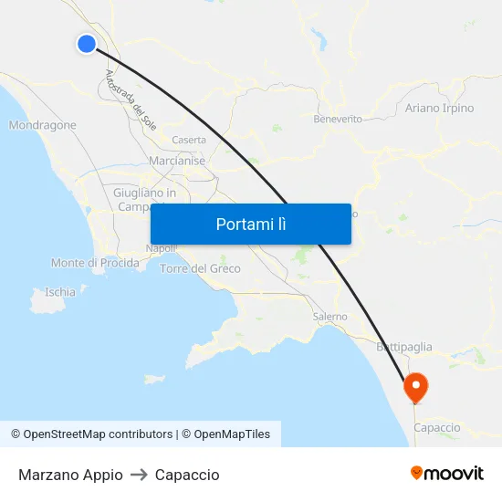 Marzano Appio to Capaccio map