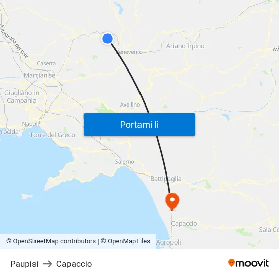 Paupisi to Capaccio map