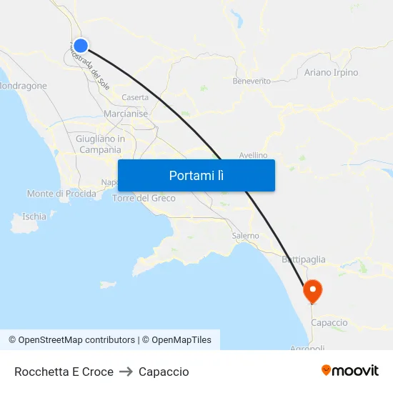 Rocchetta E Croce to Capaccio map