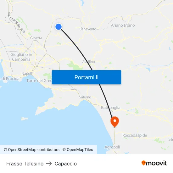 Frasso Telesino to Capaccio map