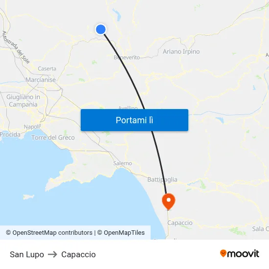 San Lupo to Capaccio map