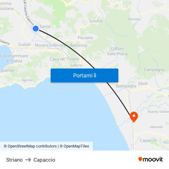 Striano to Capaccio map