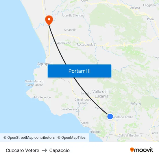 Cuccaro Vetere to Capaccio map