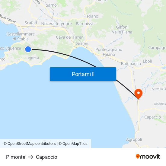 Pimonte to Capaccio map