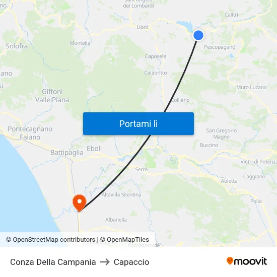 Conza Della Campania to Capaccio map