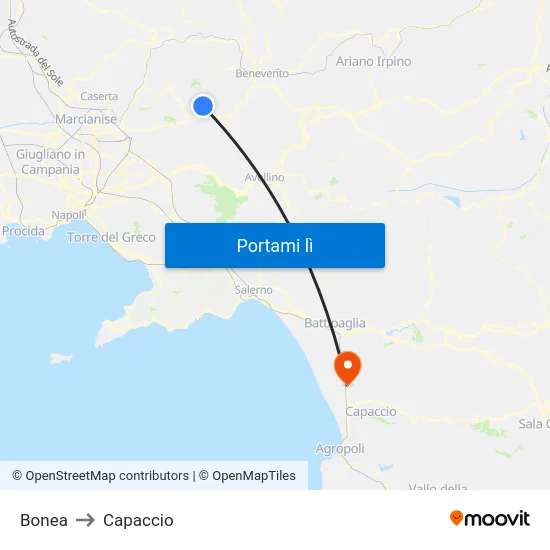 Bonea to Capaccio map
