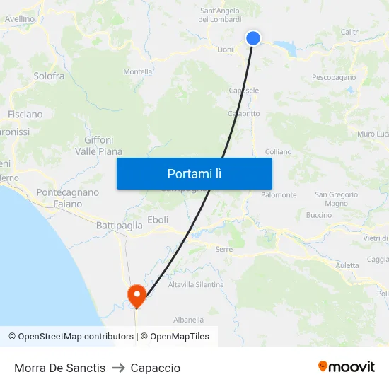 Morra De Sanctis to Capaccio map