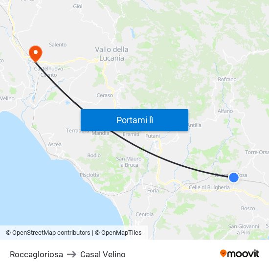 Roccagloriosa to Casal Velino map