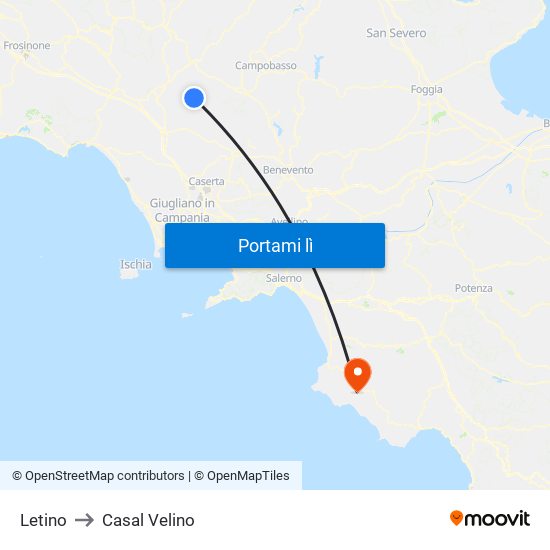 Letino to Casal Velino map