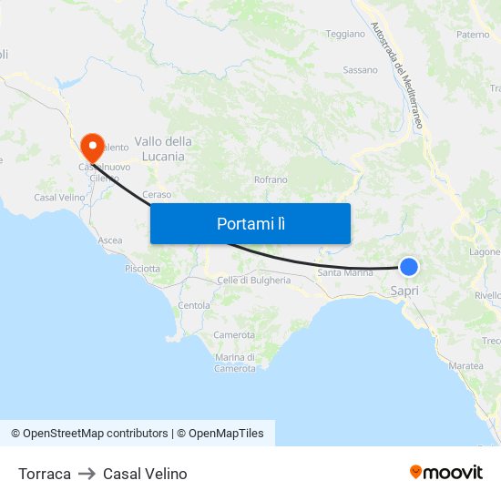 Torraca to Casal Velino map