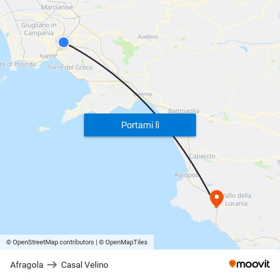 Afragola to Casal Velino map