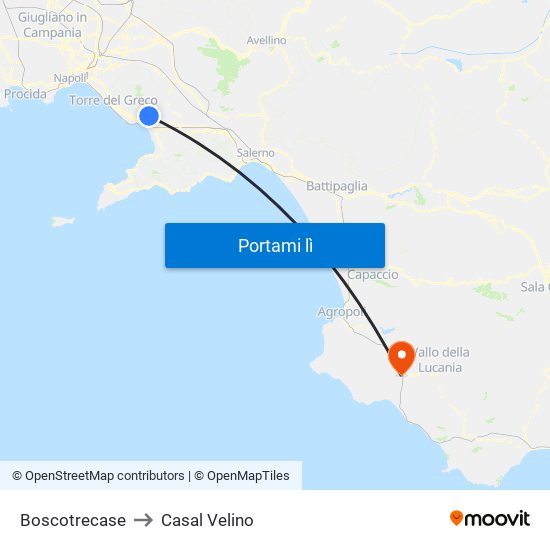 Boscotrecase to Casal Velino map