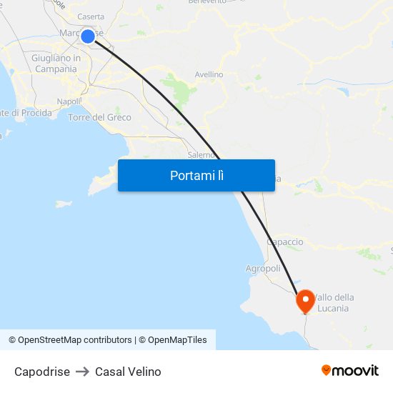 Capodrise to Casal Velino map