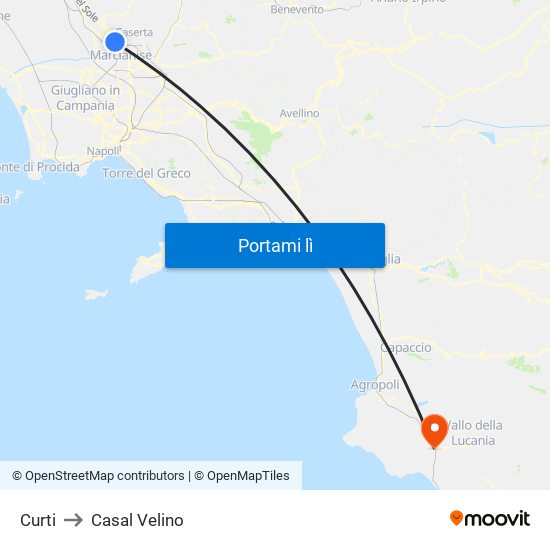 Curti to Casal Velino map