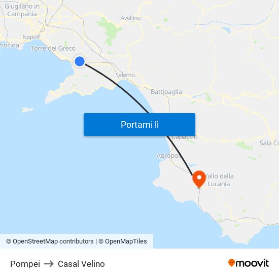 Pompei to Casal Velino map