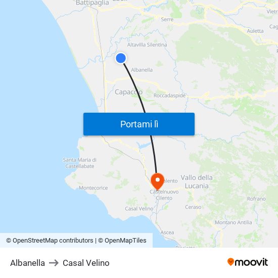 Albanella to Casal Velino map