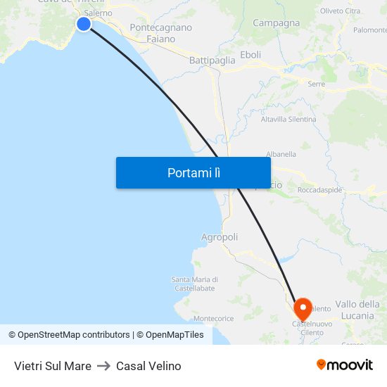 Vietri Sul Mare to Casal Velino map