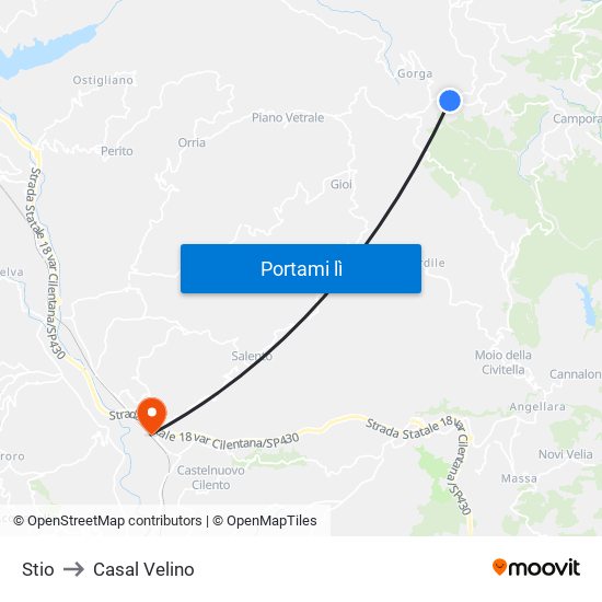 Stio to Casal Velino map