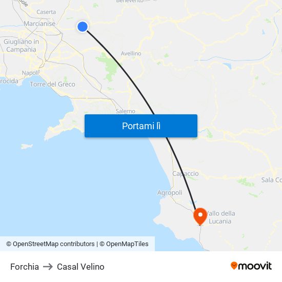 Forchia to Casal Velino map