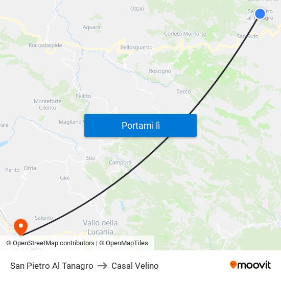 San Pietro Al Tanagro to Casal Velino map