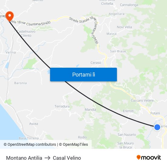 Montano Antilia to Casal Velino map