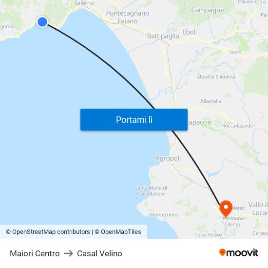 Maiori Centro to Casal Velino map