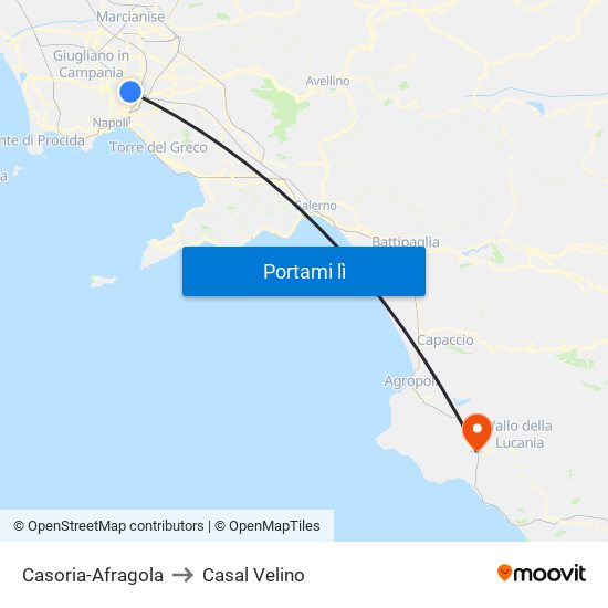 Casoria-Afragola to Casal Velino map
