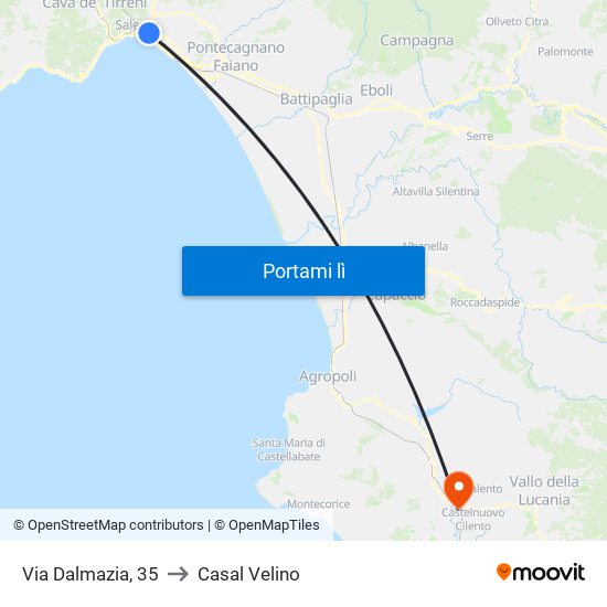 Via Dalmazia, 35 to Casal Velino map